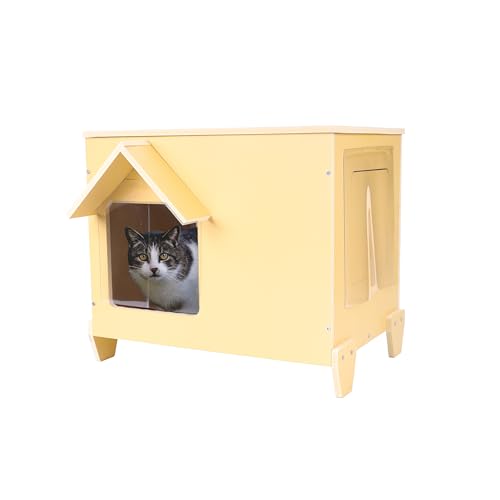 Outdoor Cat Houses Wooden Stray Cat Shelter with Escape Door X447581