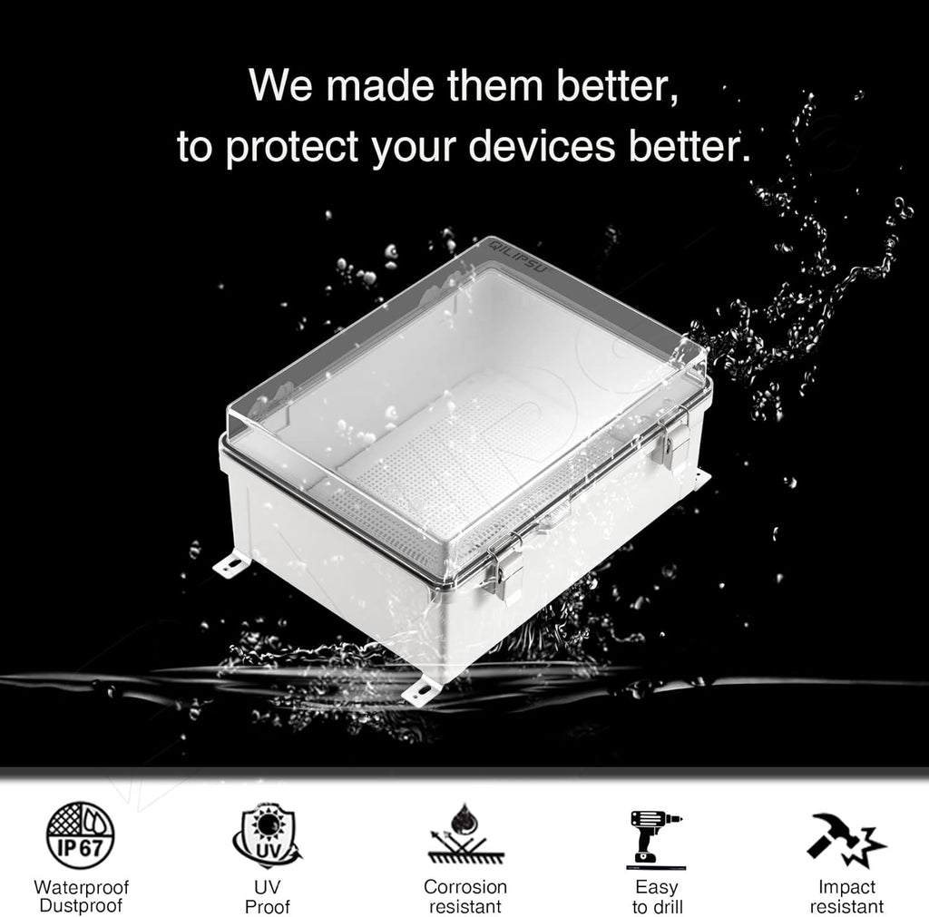 Grey ABS Plastic Junction Box IP67 Waterproof Dustproof Enclosure Pack of 2 A352