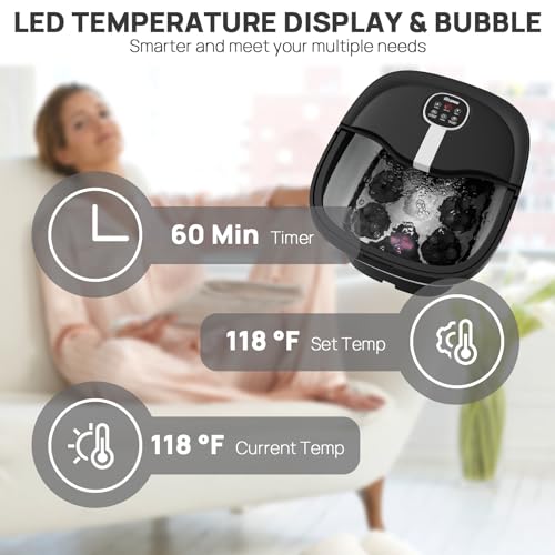 Collapsible Electric Foot Spa with Heat Bubble Remote and 24 Shiatsu Massage Balls K3361