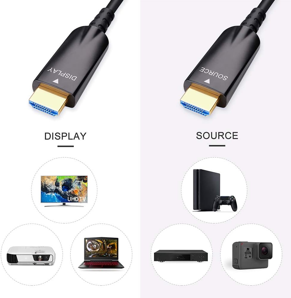 50m Fiber Optic HDMI Cable 4K 30Hz 1080p 60Hz Black V988276