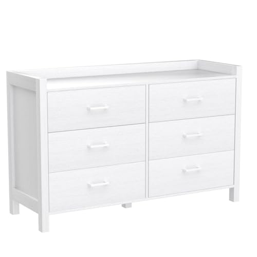 White 6 Drawer Wood Dresser with LED Lights U94607