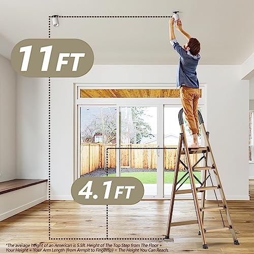5 Step Folding Black Aluminum Ladder with Anti-Slip Pedal P108907
