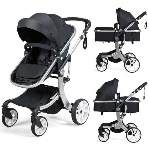 2-in-1 Reversible Bassinet Reclining Foldable Baby Stroller with Canopy K100