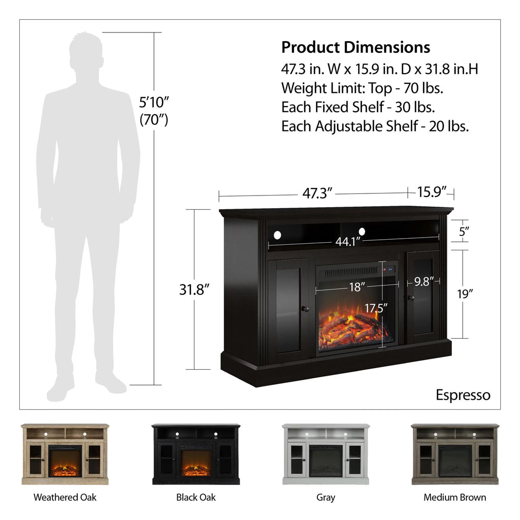 Electric Fireplace TV Console for TVs up to 50" Dove Gray M3045
