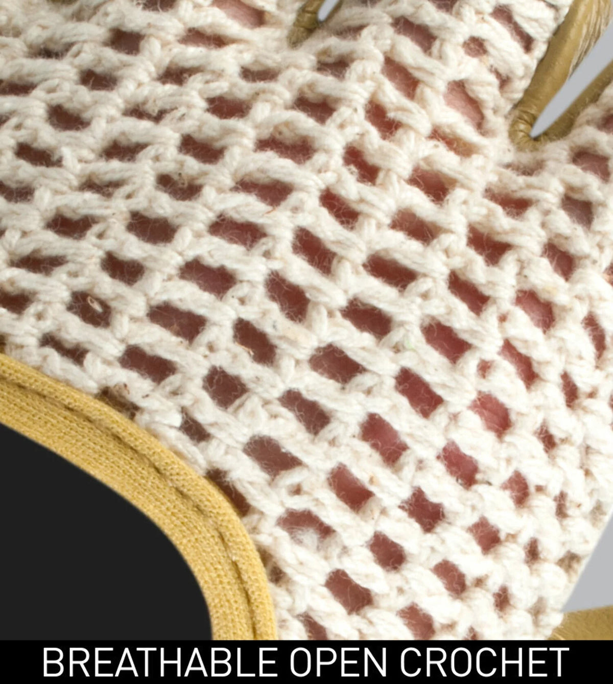 Leather and Cotton Crochet Fingerless Gloves Q379