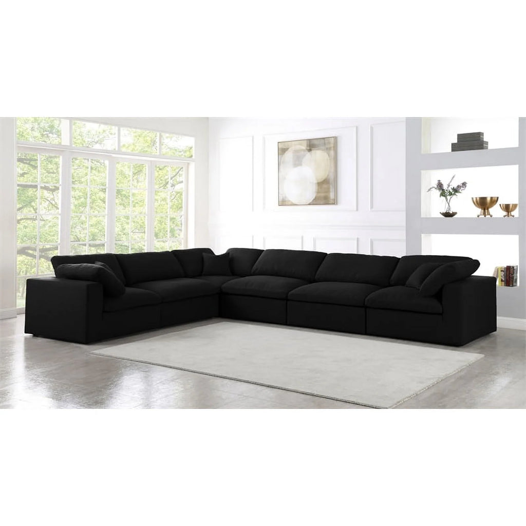 Black Linen Fabric Modular Sectional R847121