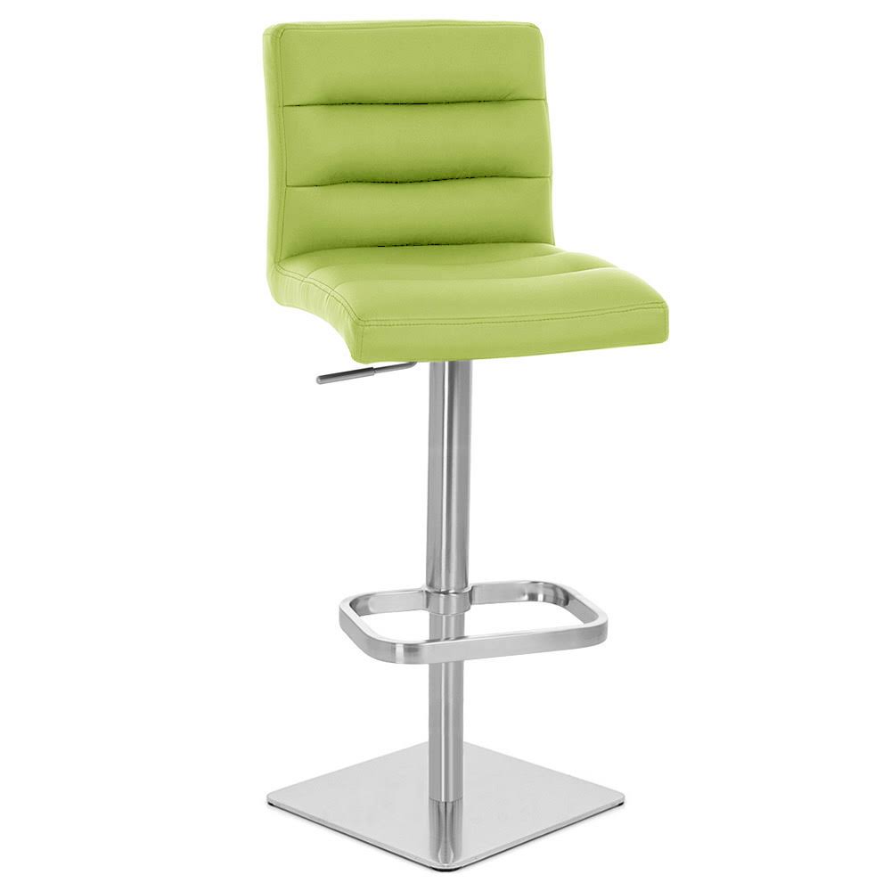 Lime Green Square Base Adjustable Height Swivel Armless Bar Stool F270327