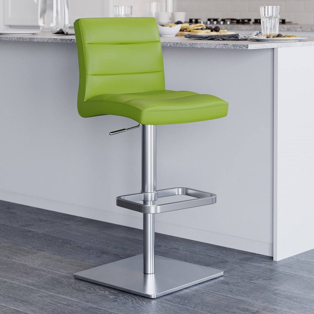 Lime Green Square Base Adjustable Height Swivel Armless Bar Stool F270327