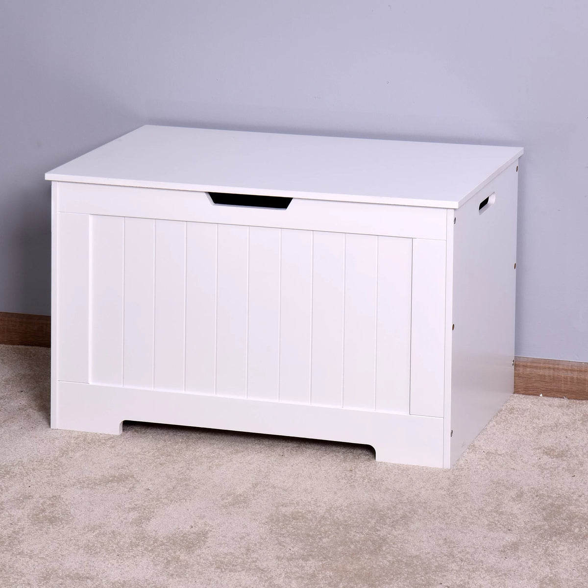 White Lift Top Storage Bench with Safety Hinge K396