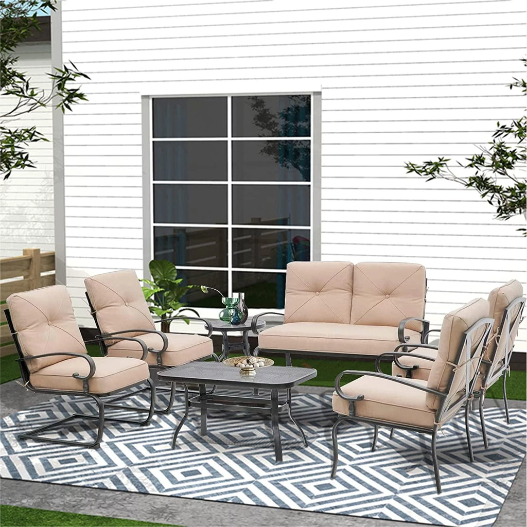7-Piece Brown Metal Patio Conversation Set R562532