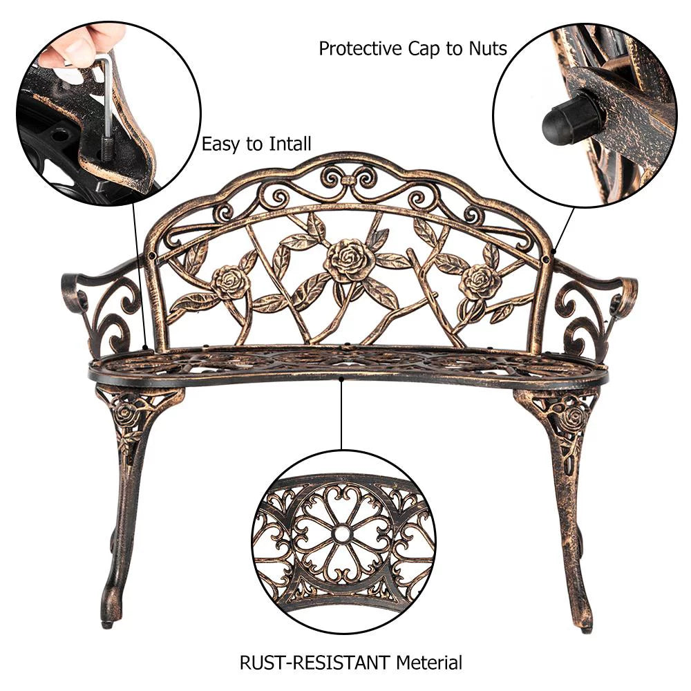 Bronze Cast Aluminum Outdoor Bench W334