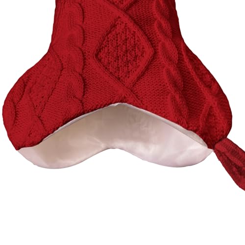 Knit White Bone Shape Dog Christmas Stocking B300556