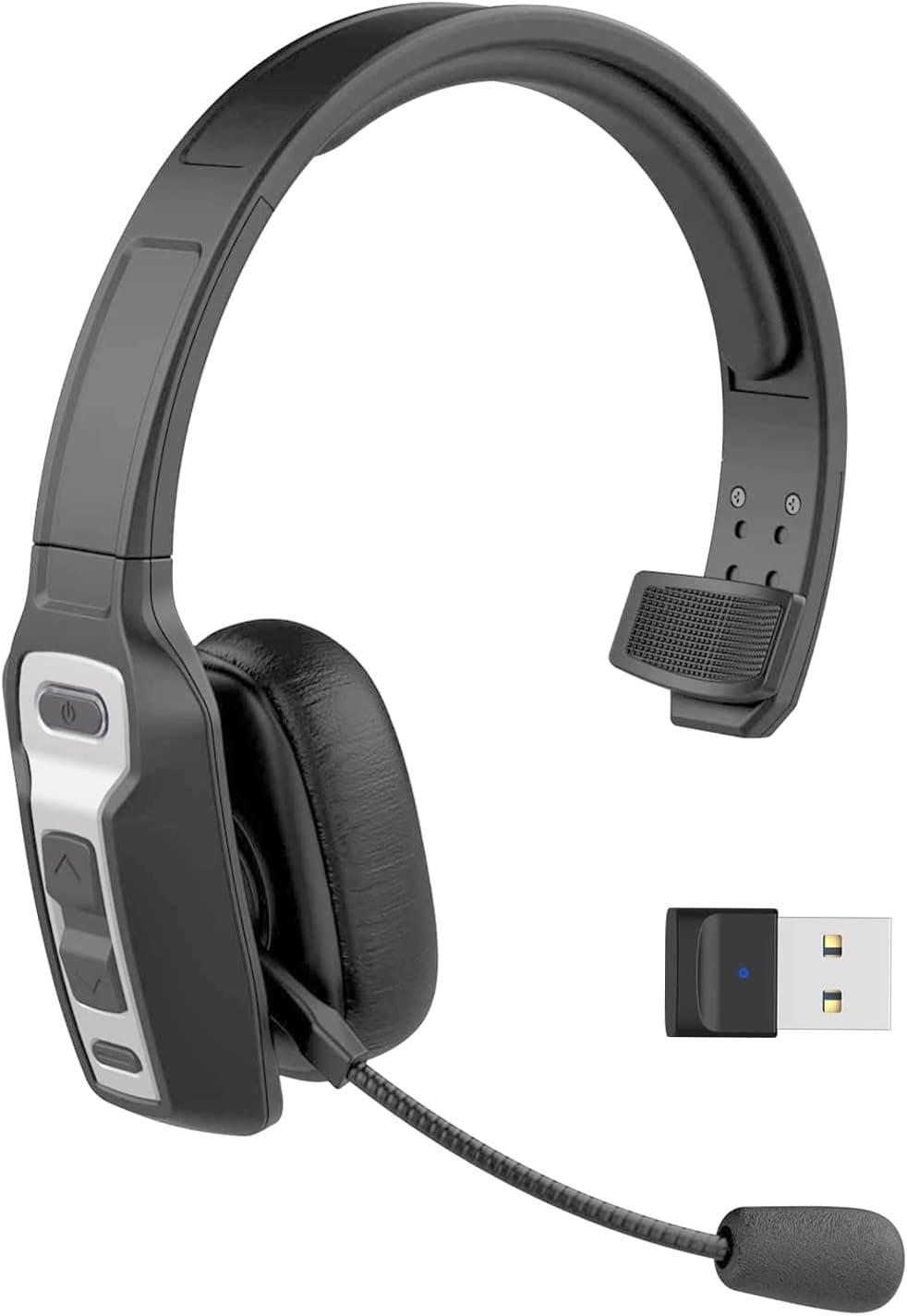 Bluetooth Headset with USB Dongle, Single-Ear Wireless Headset with Noise Cancelling Microphone, Pack of 2 Y384094