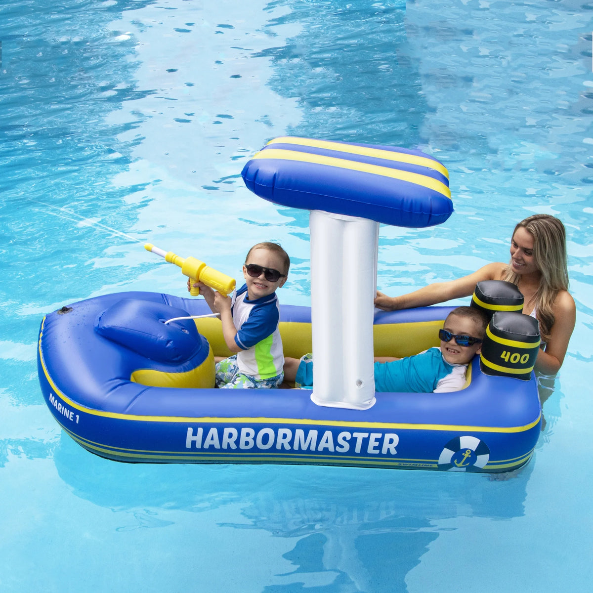 Inflatable Patrol Boat Pool Float with Water Squirter A195306