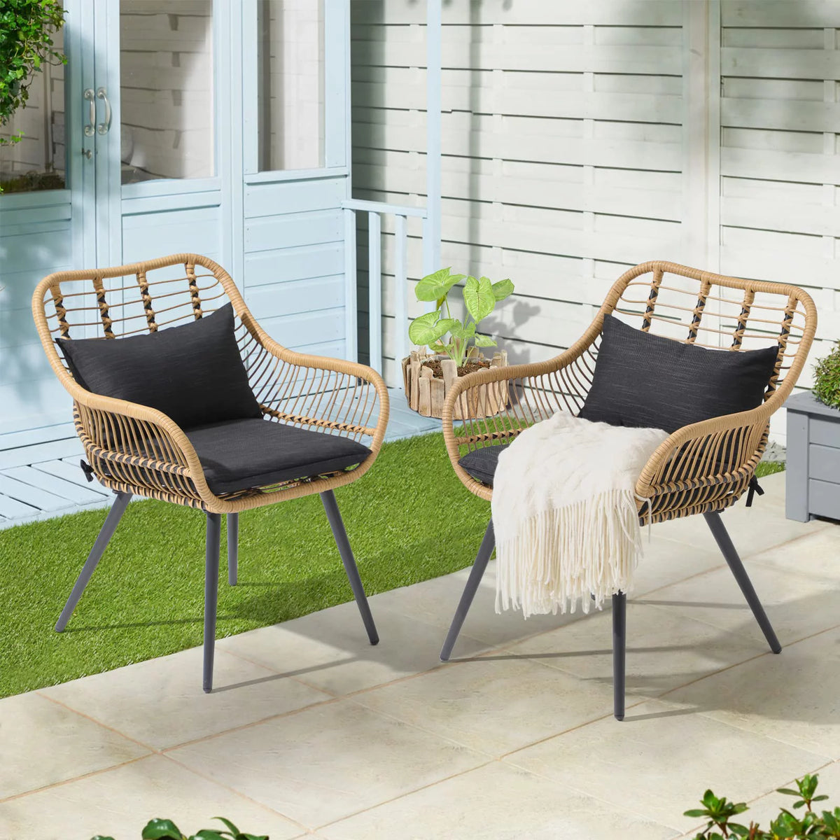 Wicker Outdoor Chairs Set of 2 with Cushions C3184