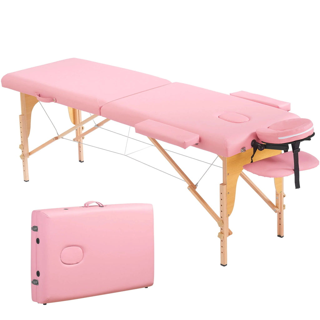 Pink Portable Massage Table 84 Inches 2 Fold Adjustable P695279