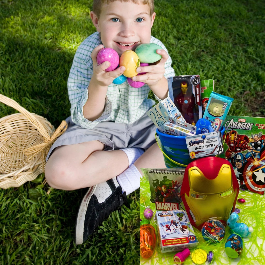 Easter Basket with Figure, Mask, Puzzle, Coloring Book, Ball, Candy P6798