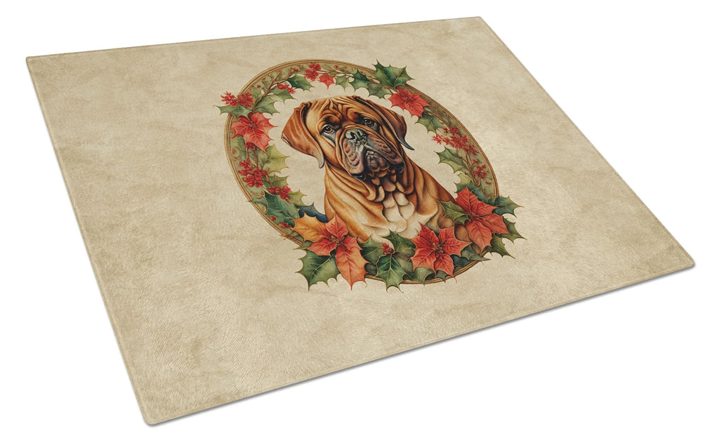 Christmas Flowers Glass Cutting Board 12 in x 15 in Q29138