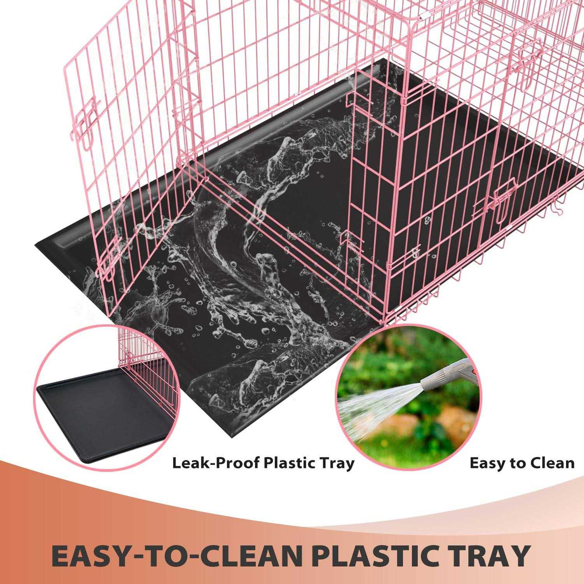 24,30,36,42,48 Inch Folding Wire Dog Crate with Double-Door D568