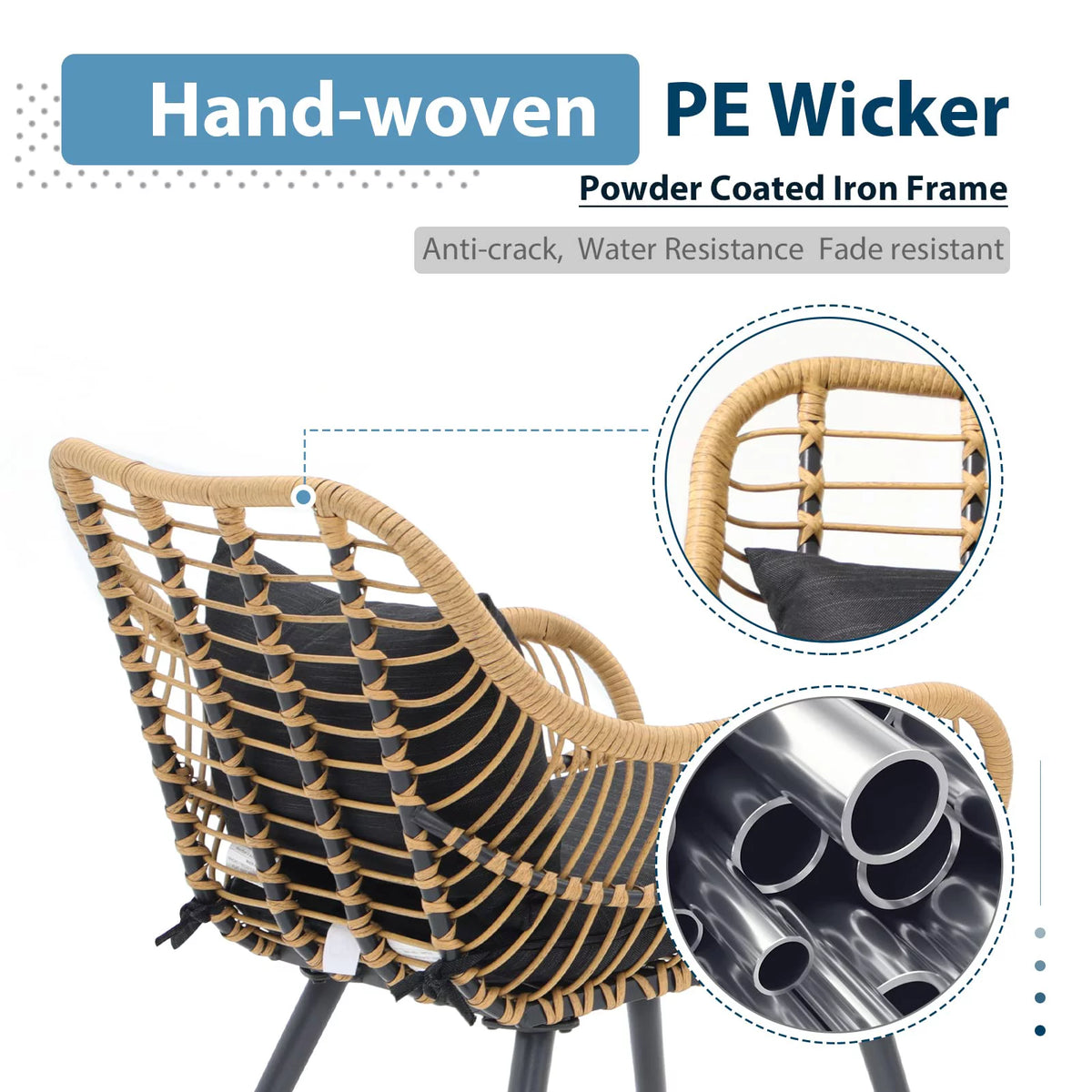 Wicker Outdoor Chairs Set of 2 with Cushions C3184