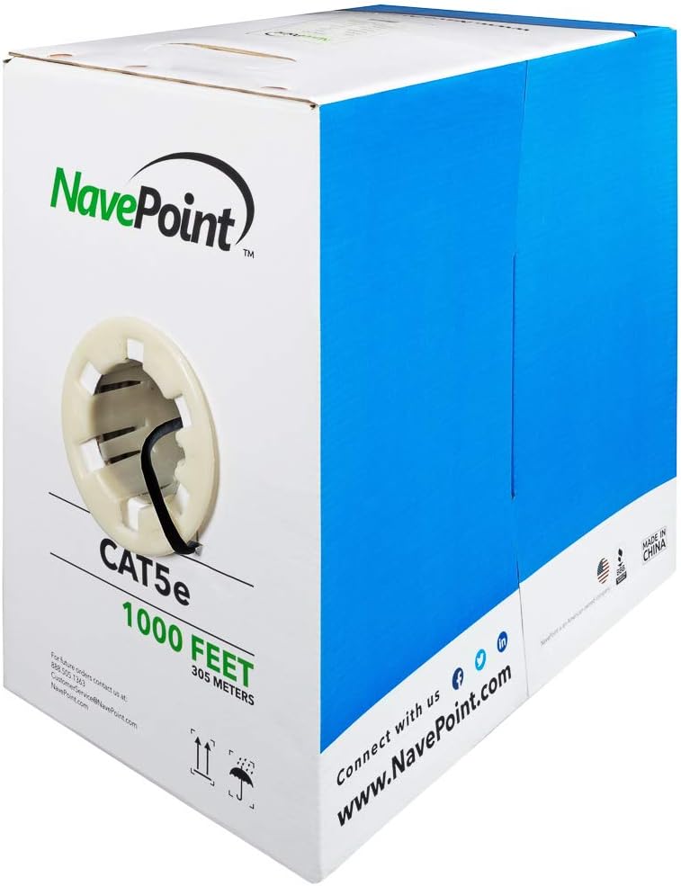 Cat5e 1000ft White Solid Bulk Ethernet Cable 24AWG 4 Pair Unshielded Twisted Pair P314