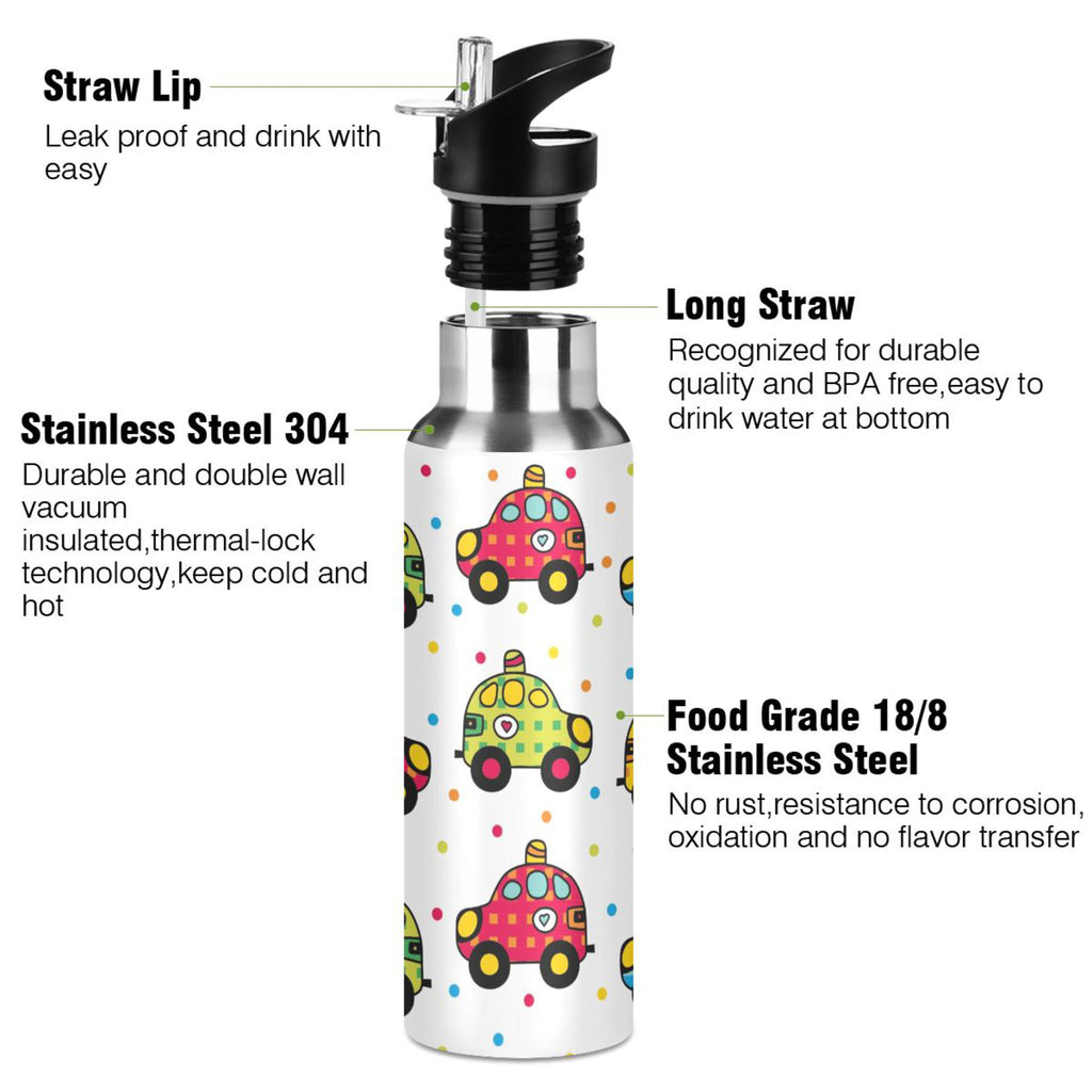 Stainless Steel Insulated Thermos Vacuum Flask Water Bottle with Straw Lid P771083