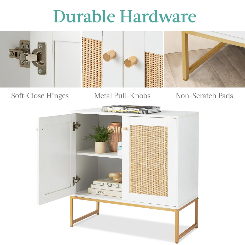White 2-Door Rattan Storage Cabinet N160