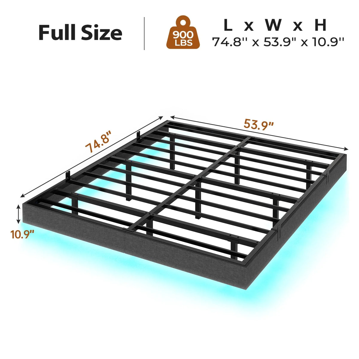Queen Size LED Lights Metal Platform Bed C50542