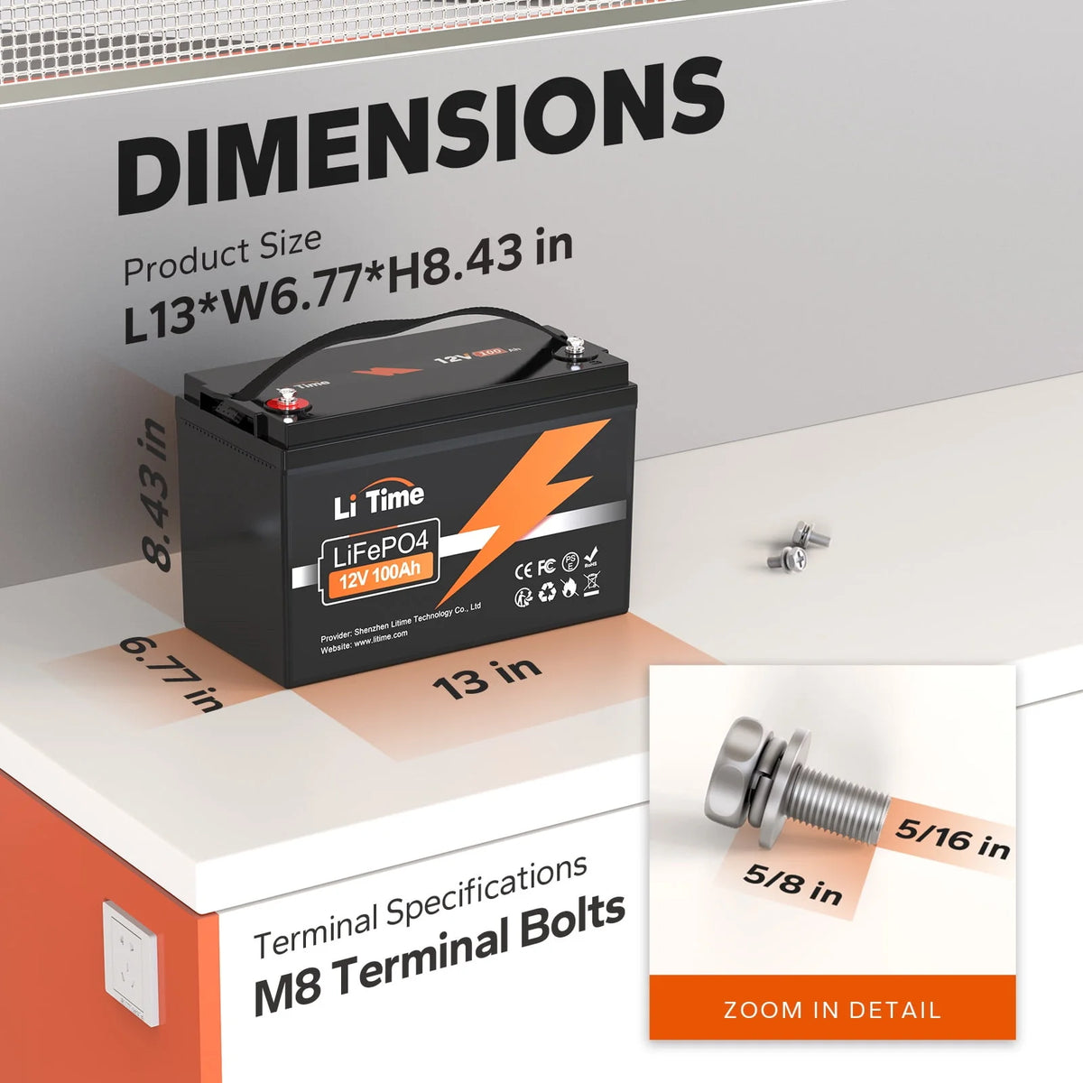 12V 100Ah Lithium LiFePO4 Battery C16379