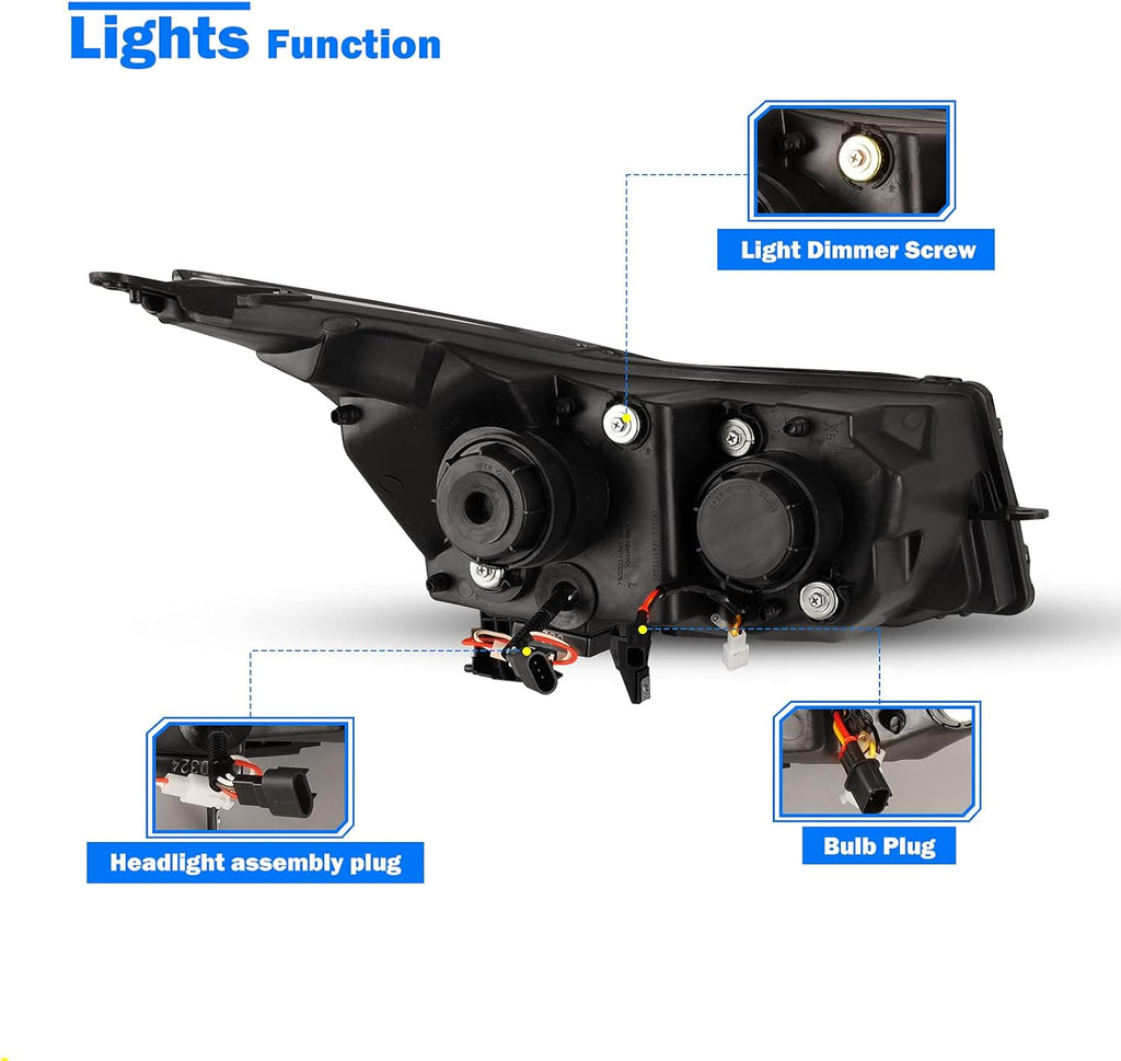 Headlight Assembly with LED Daytime Running Lights Projector for 2011-2015 Chevy Cruze X28110