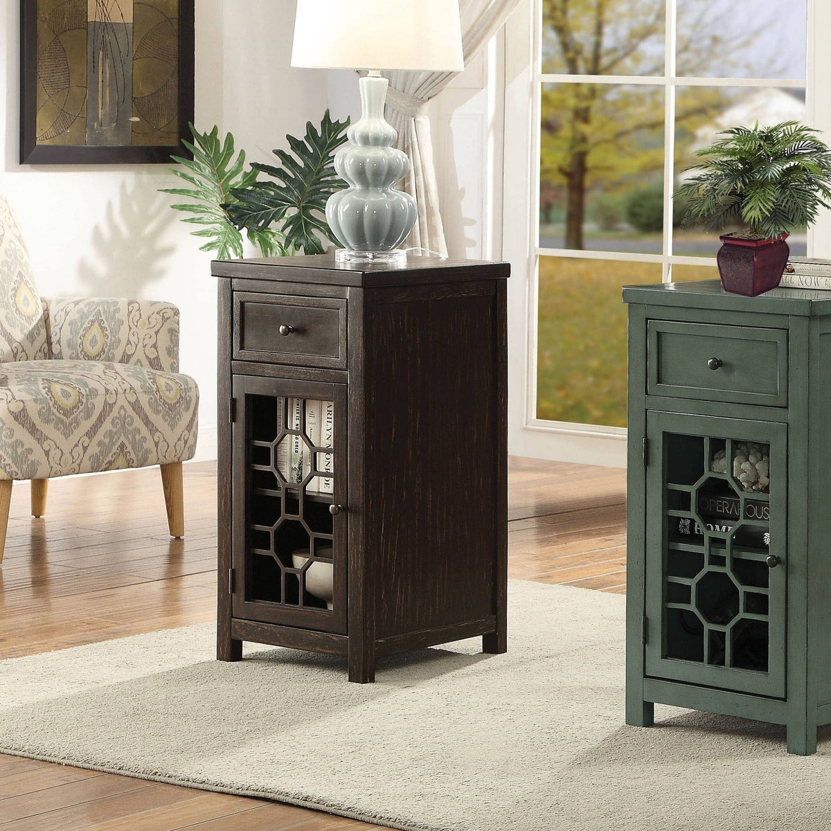 Black 1-Drawer Side Table T962