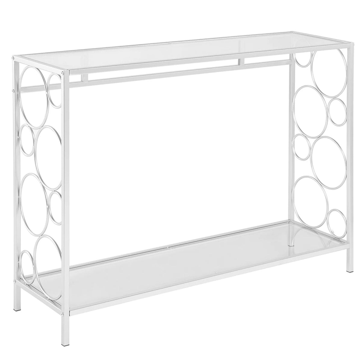 Tempered Glass 2-Tier Console Table with Shelf L65413