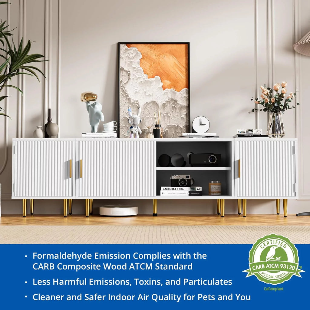 White TV Stand with Storage Cabinet W572