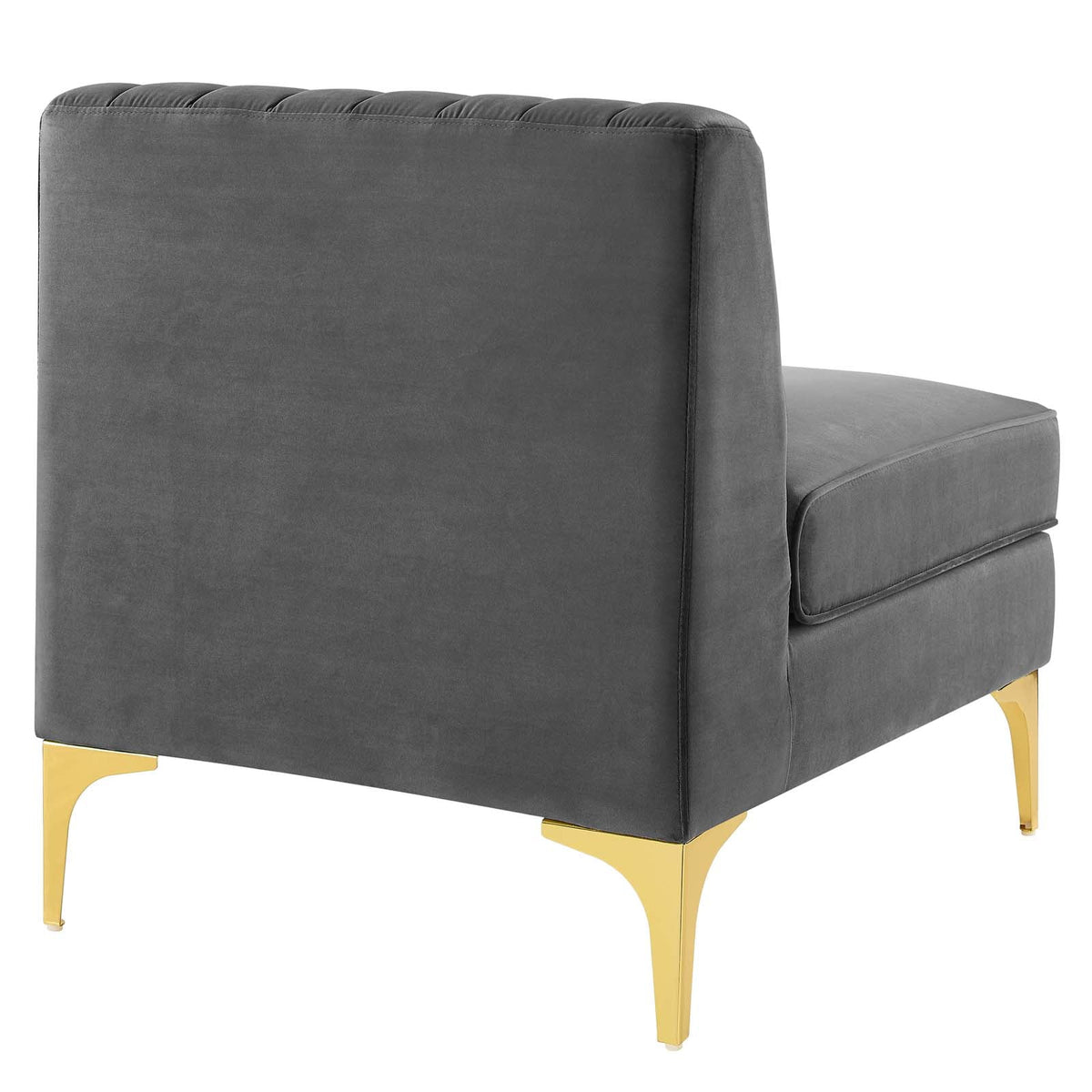Gray Channel Tufted Performance Velvet Armless Chair R2491
