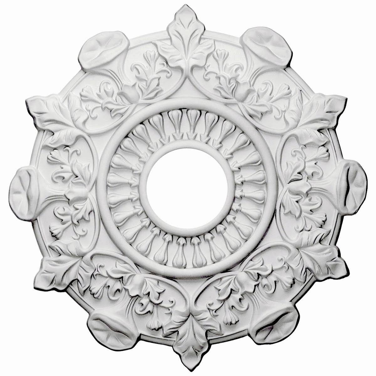 17 1/2x22OD x 4x22ID x 1x22P Hand-Painted Ultra Pure White Ceiling Medallion K380