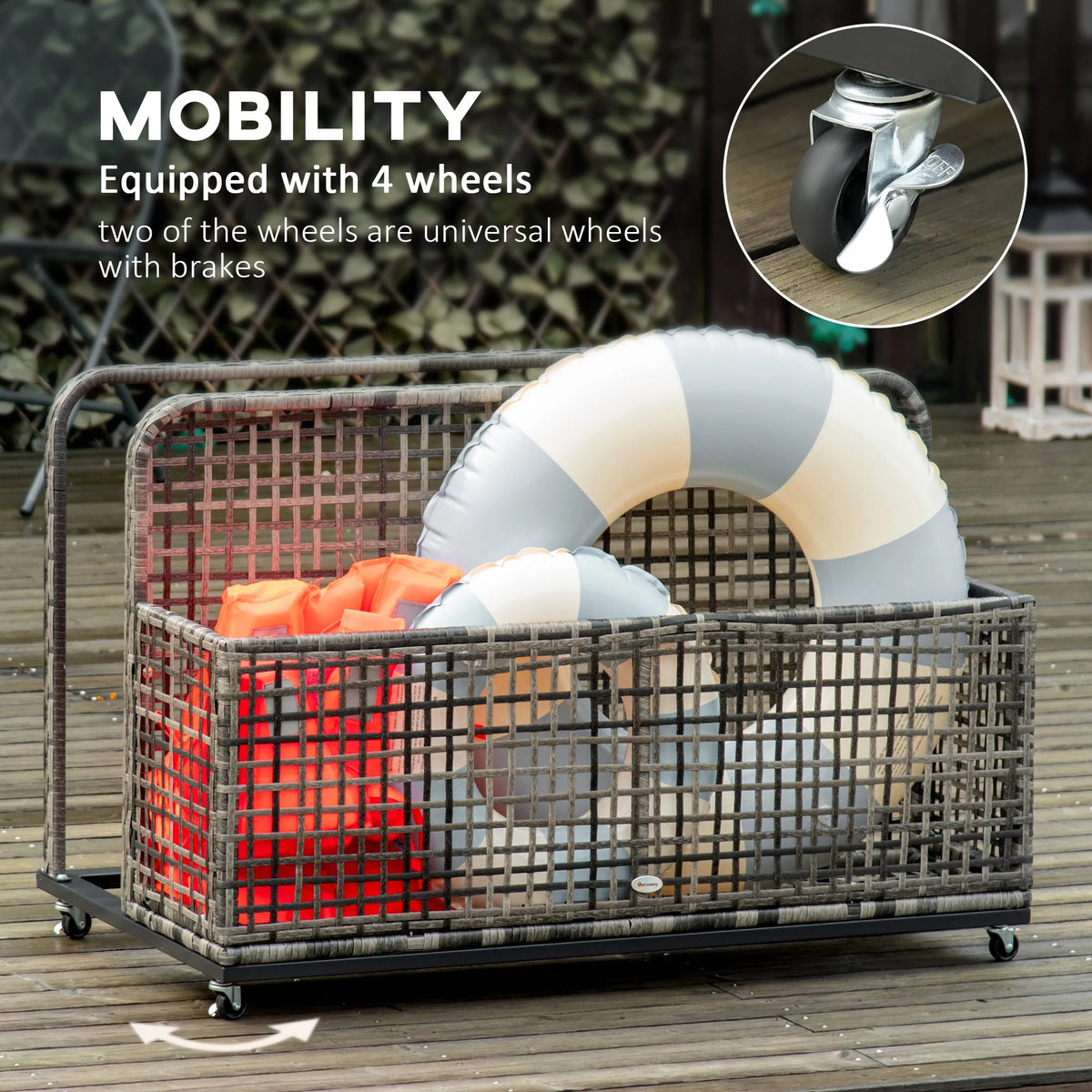 Dark Grey Pool Float Storage with Wheels Z628316