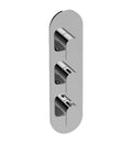 Satin Nickel Three Hole Vertical Thermostatic Valve Trim Plate with Handle D4445