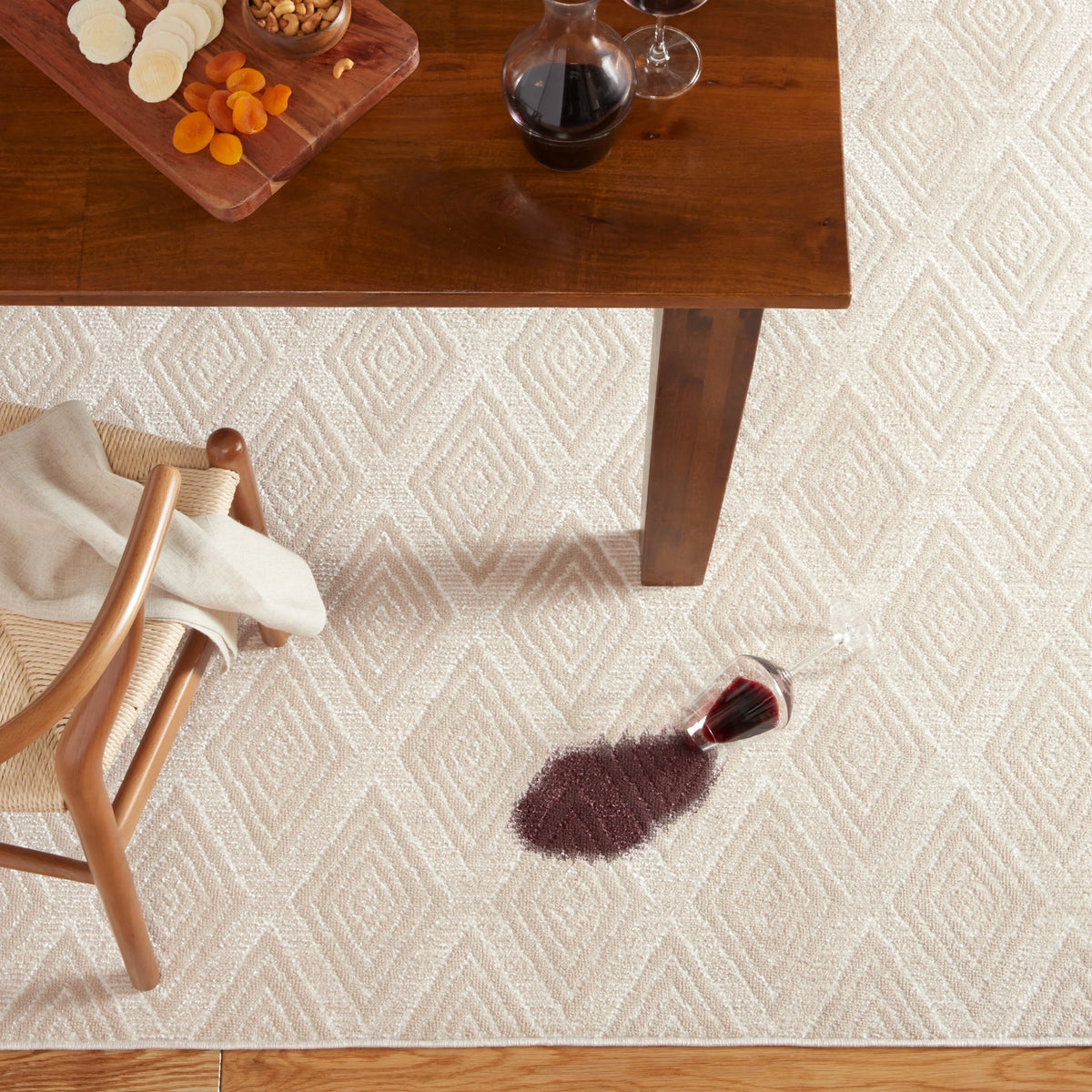 Beige Washable Area Rug with Non-Slip Backing U6488