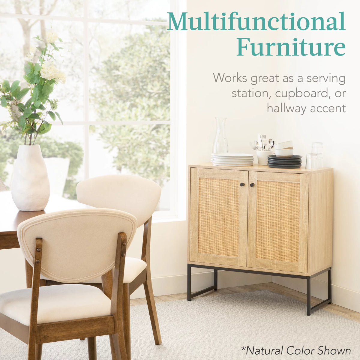 White 2-Door Rattan Storage Cabinet N160