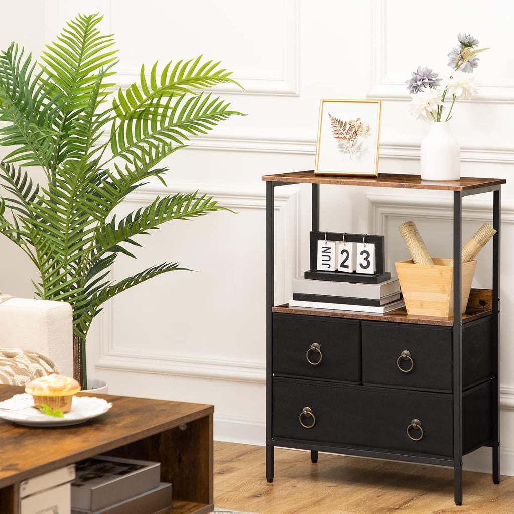 3 Drawer Steel Frame Storage Tower with Open Shelve X969