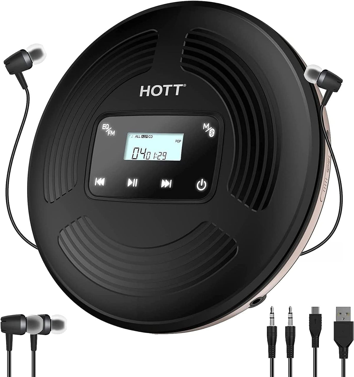 Portable CD Player Bluetooth, Black Pack of 2 Z237157