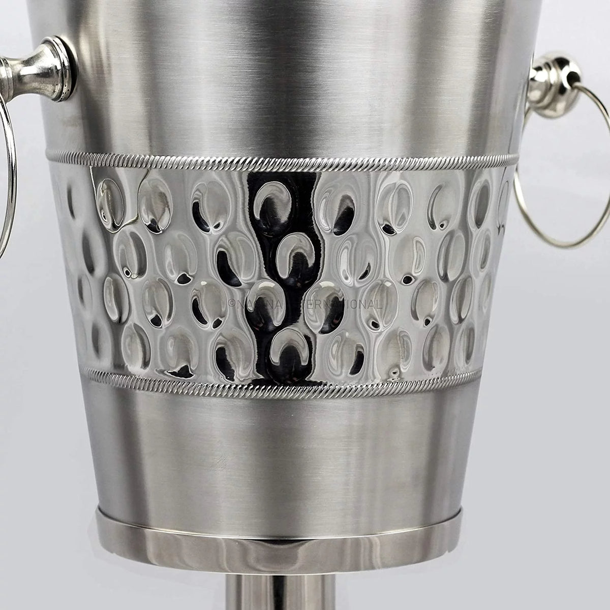 Hammered Brushed Nickel Plated Wine & Ice Bucket with Steel Stand E327599