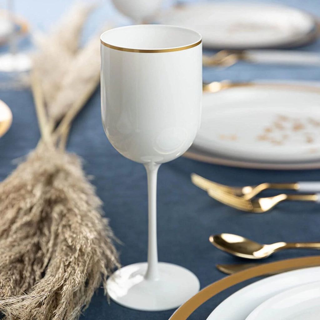 30 Pack 12 oz White Wine Glasses with Gold Rim N8077