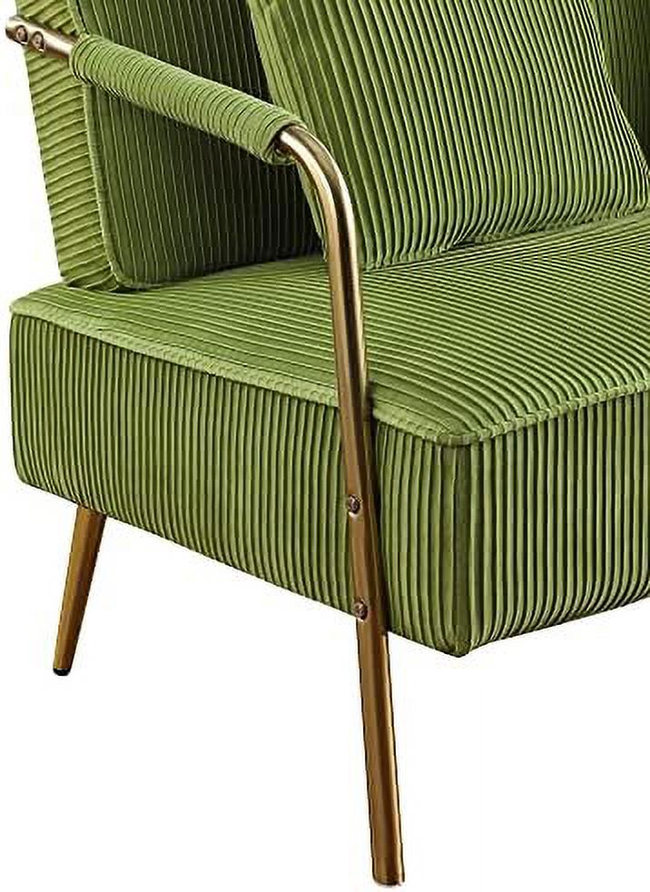 55" Pleated Velvet Loveseat Sofa with 2 Throw Pillows and Gold Metal Legs F484699