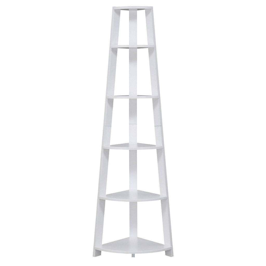 White 5 Tier Corner Bookcase C595