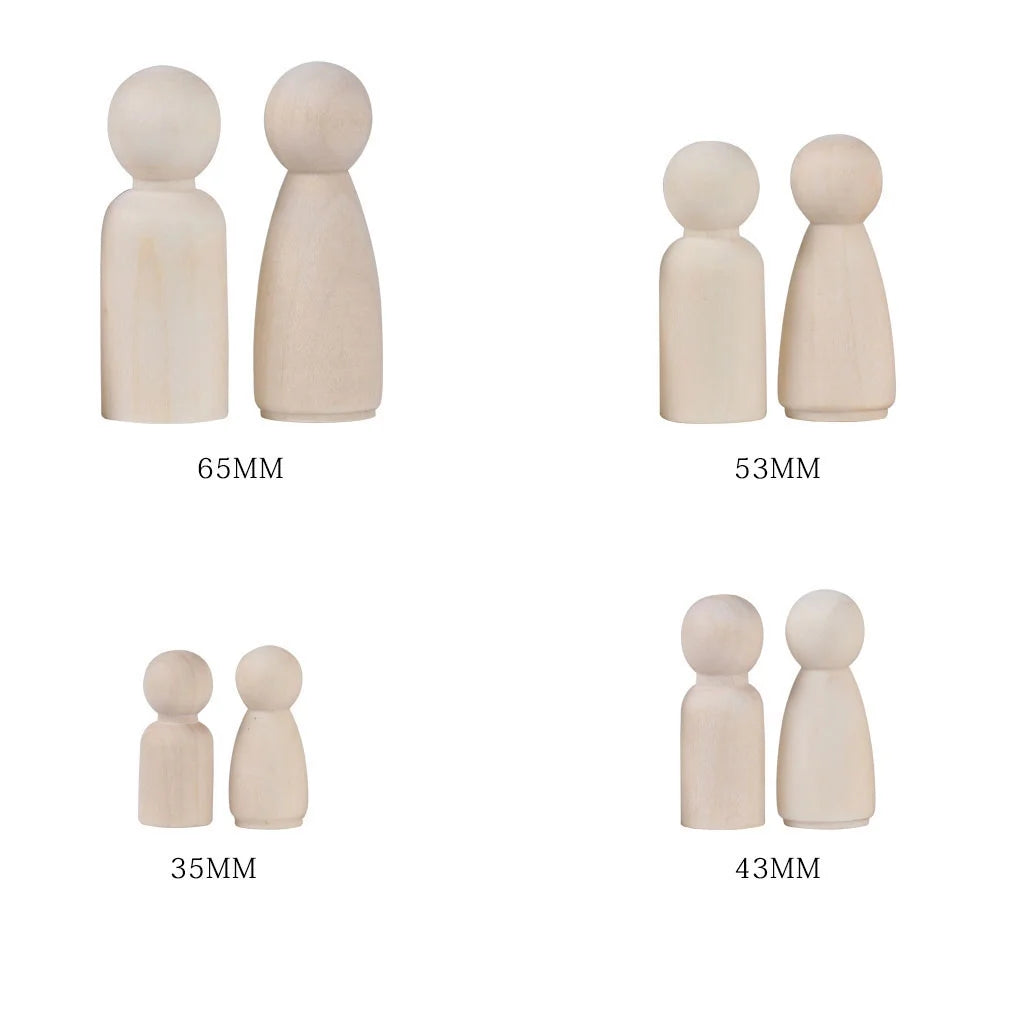 24Pcs Unpainted Wooden Peg Dolls N94264