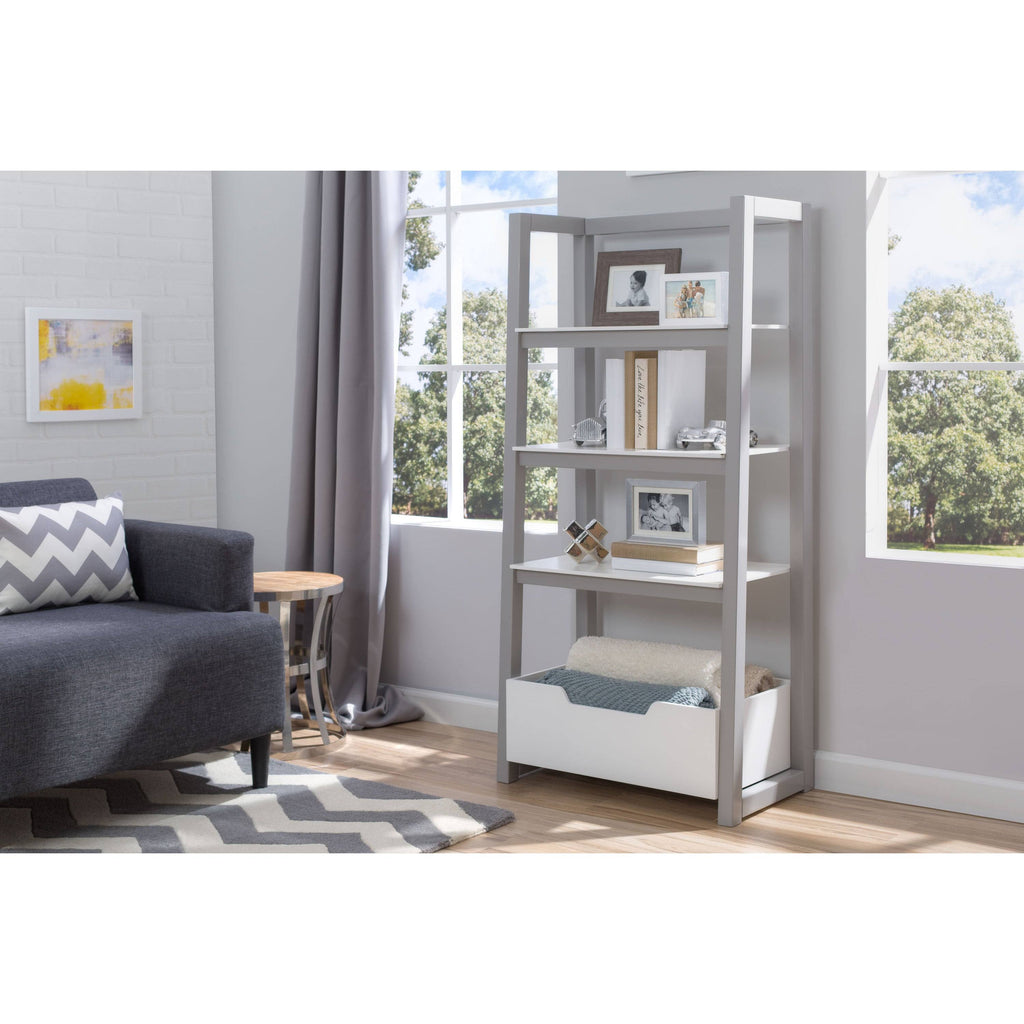 White Grey Ladder Shelf U258254