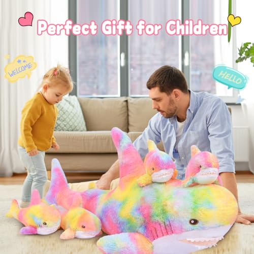 Pink Shark Plush Toy with 4 Little Sharks O1693