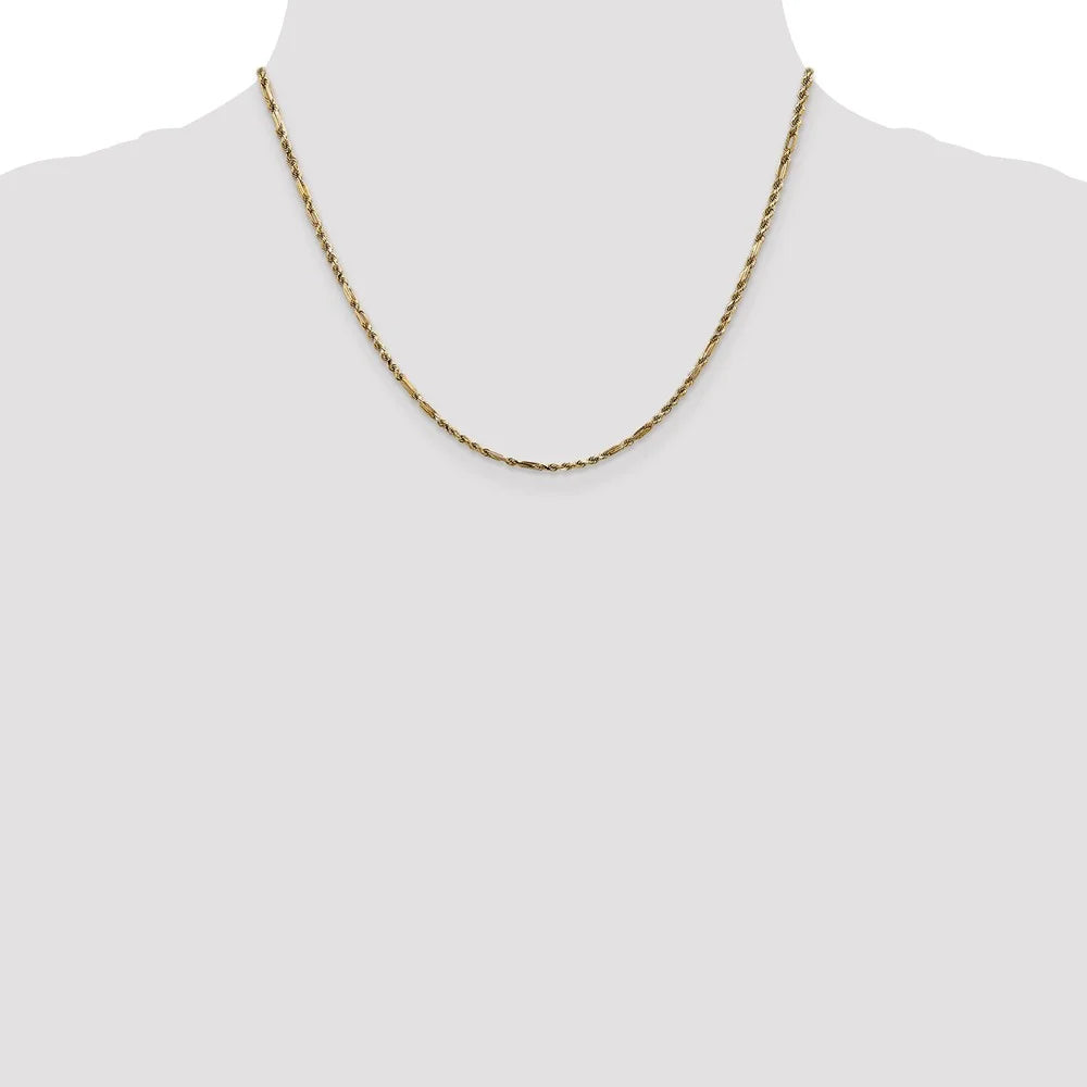 14kt Yellow Gold Diamond Cut Milano Rope Chain 18 inch Lobster Clasp U385