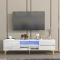 White TV Stand with LED Lights and Gold Metal Legs X316